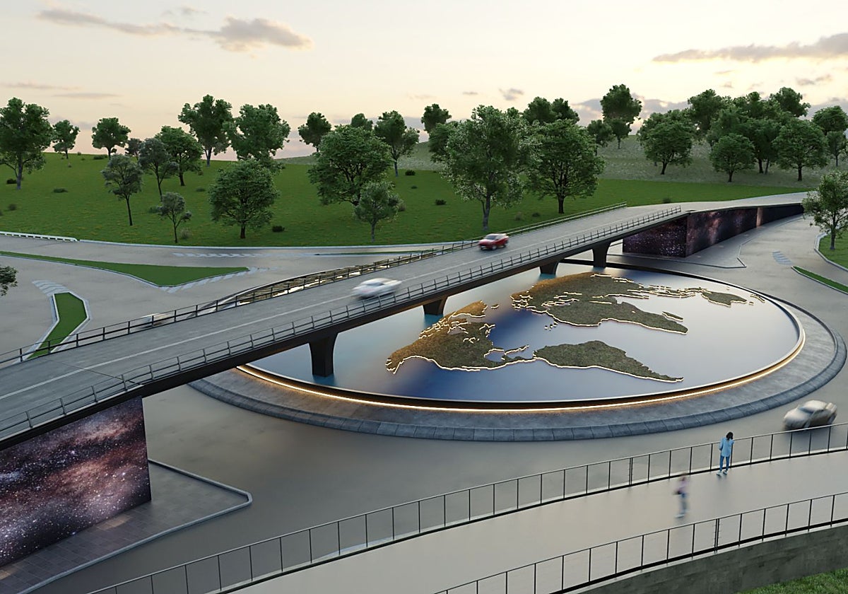 Infografía del diseño final de la decoración para la rotonda de la AS-17.