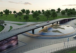 Infografía del diseño final de la decoración para la rotonda de la AS-17.