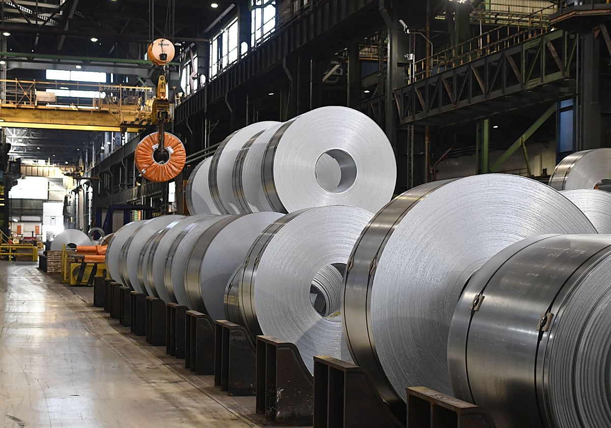 Imagen de archivo de bovinas en la línea de galvanizado de Avilés.