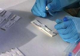 Una farmacéutica muestra como se realiza un test de antígenos para la detección de la covid y la gripe.