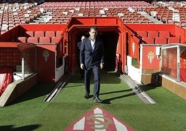 Alejandro Irarragorri, en El Molinón, tras la última junta de accionistas.