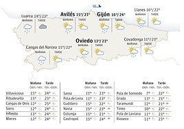 Mapa del tiempo en Asturias.
