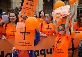 Protesta de la escuela concertada hace semanas en Gijón.