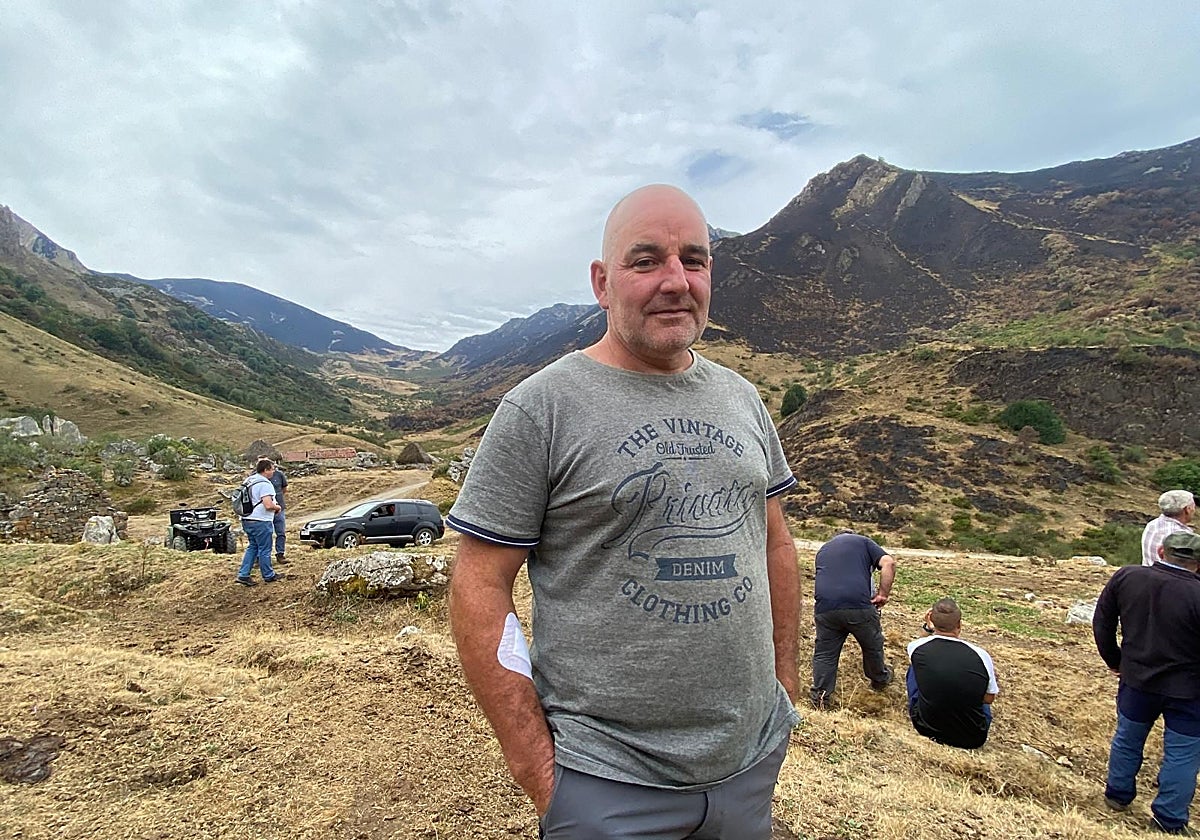 Juan Carlos González, en la Braña Viecha de La Pornacal.