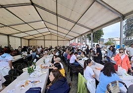 Parte de los asistentes a la comida-merienda y gran paellada de las fiestas del Portal, en Villaviciosa