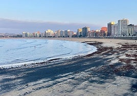 Imagen que ofrecía la playa de San Lorenzo poco antes de las ocho de la tarde del miércoles.