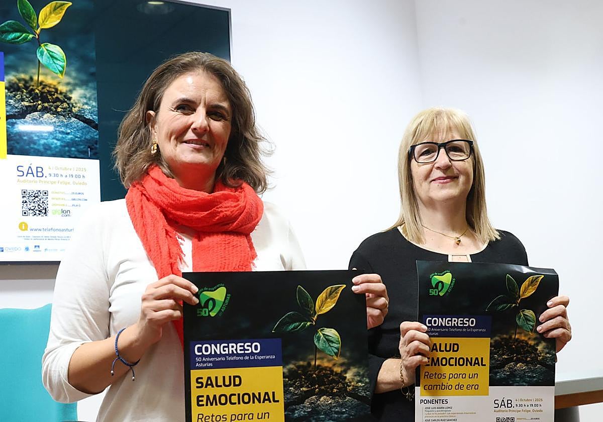 María Velasco y Camino Álvarez Fernández, en la presentación del congreso.
