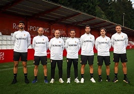 De izquierda a derecha, Carlos Castroagudín, Jorge Sariego, David de Dios, Borja Jiménez, Álex Martínez, Caco Morán y Javier Antuña.