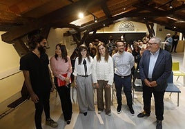 Víctor Velasco, Laura Mayordomo, Elena Herrada, Paula Kleckers, Gonzalo Sánchez y José María Urbano, ayer, en el Espacio Maqua.