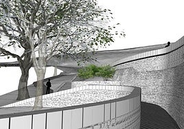 Infografía de la conexión peatonal entre San Miguel de Lillo y Santa María del Naranco.