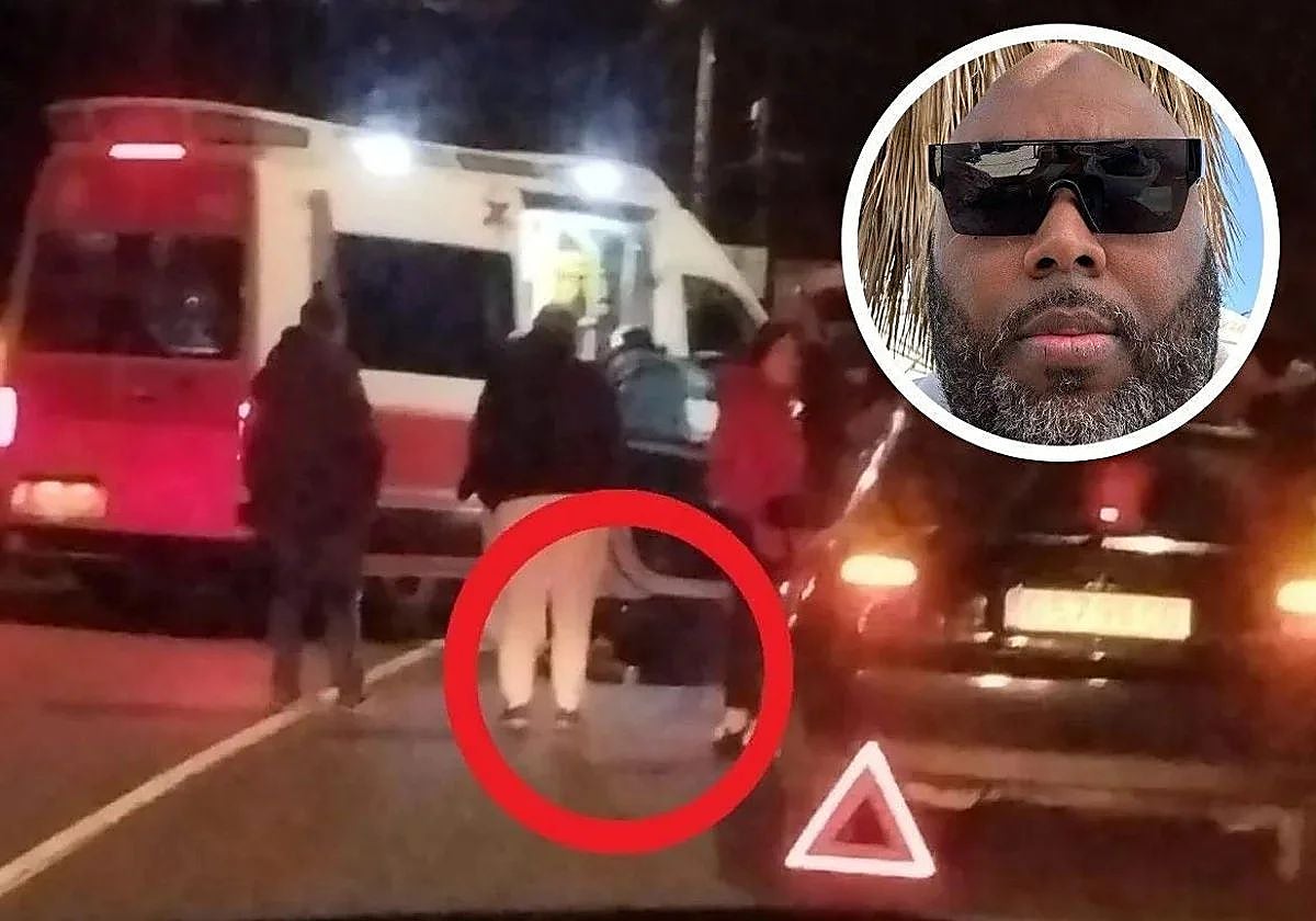 Carretera de Llanera en la que se produjo el homicidio. En el círculo, Emiliano Burke.