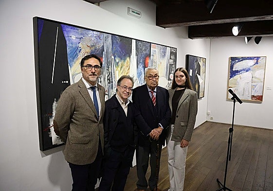 Pablo Herrero, Luis Feás (comisario de la exposición), Carlos y María Herrero.