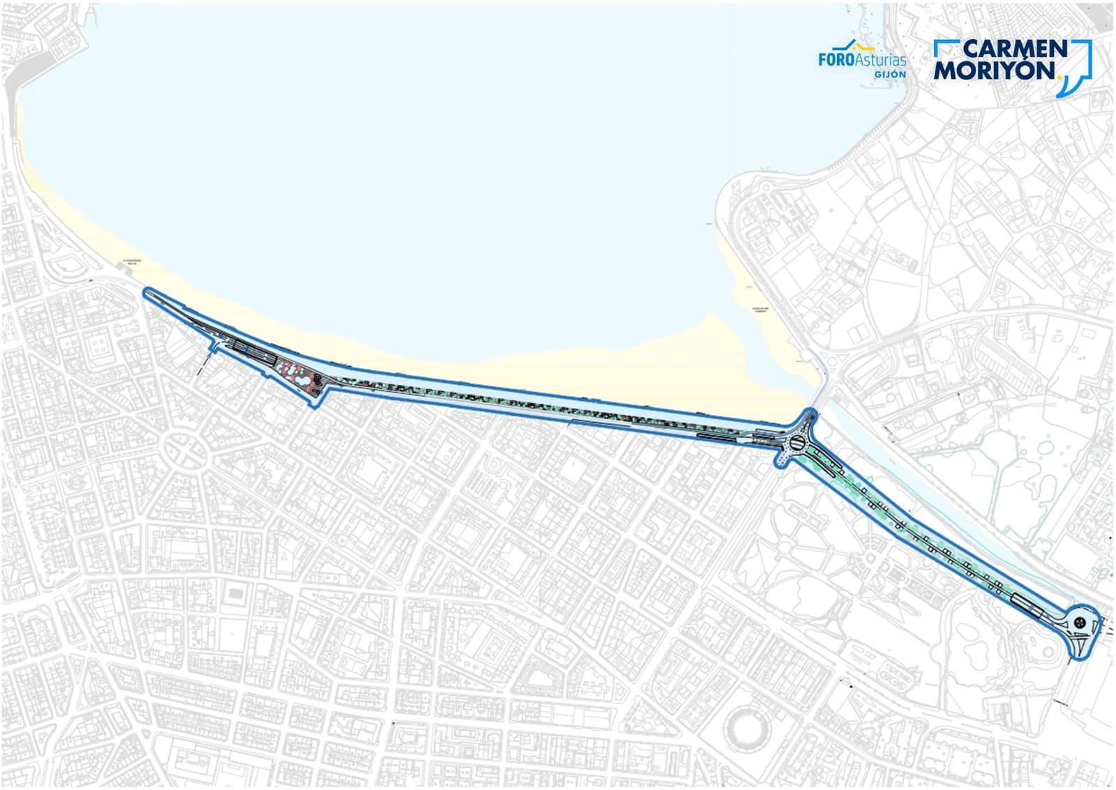 Infografía del proyecto de soterramiento de tráfico desde El Molinón hasta el martillo de Capua del programa electoral de Foro Asturias a las elecciones municipales de 2023.