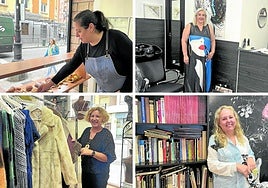 Ruth Álvarez, de Número 18; María Victoria García, de Peluquería El Secreto; Covadonga Vázquez, Lencería Covadonga; y Sandra Folgueras, de Trastos y Tesoros.