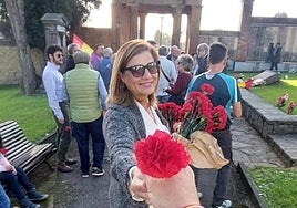 Adela Aranda Carpintero en un acto de homenaje a las víctimas del franquismo.