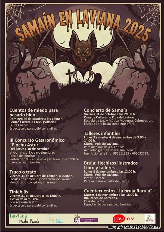 Cartel promocional de la celebración de Halloween en Laviana.