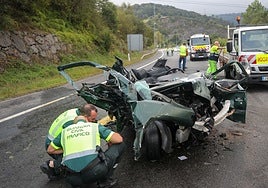 Brutalidad del choque provocado por el kamikaze en Ribera de Arriba en septiembre de 2022.
