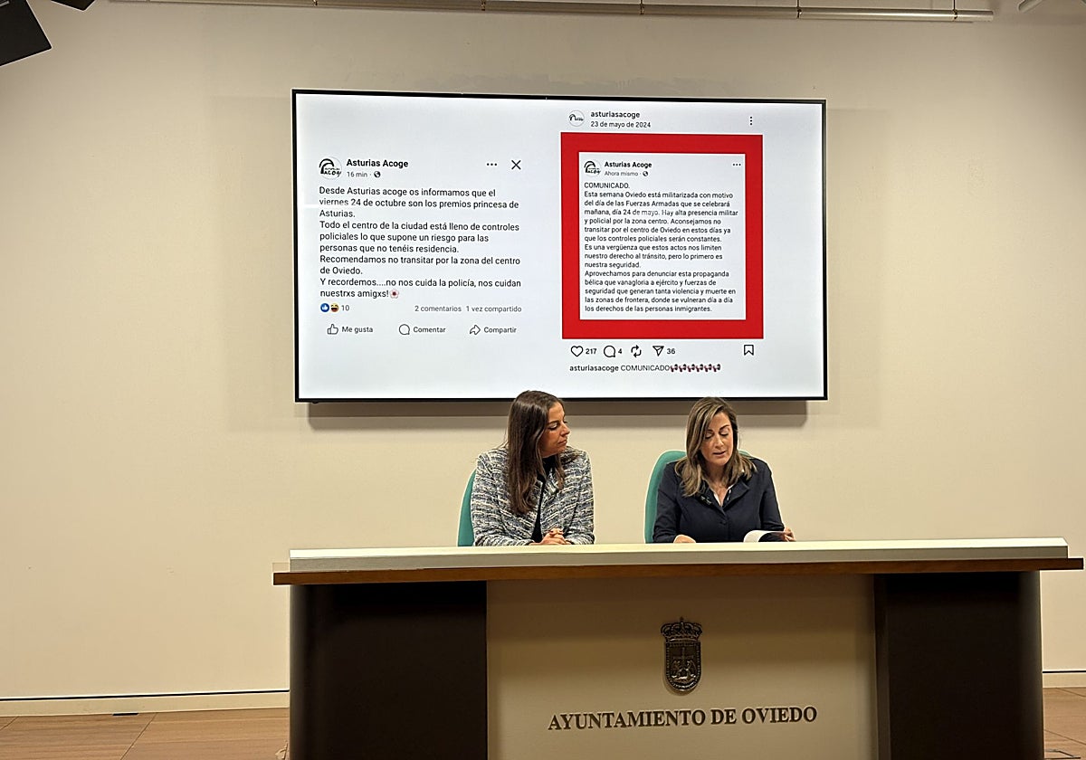 Alejandra González y Sonsoles Peralta, en la sala de prensa del Ayuntamiento.