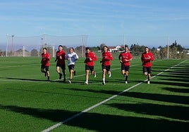 Guille, Pablo Vázquez, Corredera, Diego, Perrin y Justin, esta mañana, en Mareo.