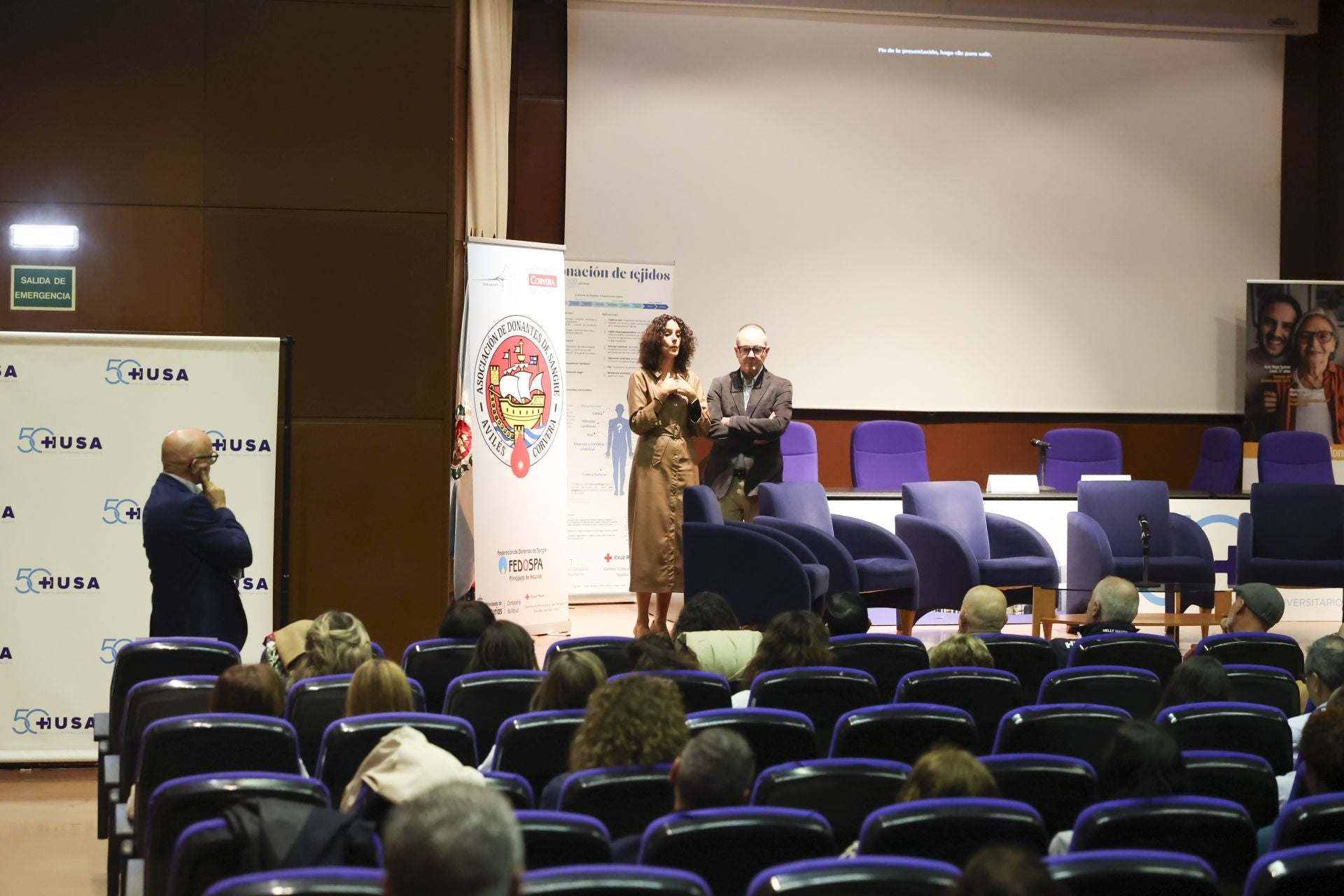 Ponentes de las jornadas sobre el fomento de la donación de sangre celebradas en Avilés.