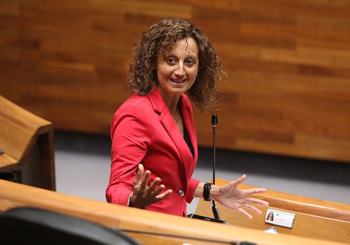 La consejera de Educación Eva Ledo responde a las preguntas de los grupos en la Junta General.