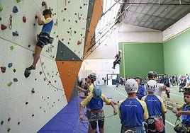 Jóvenes deportistas fueron los primeros en ascender por el nuevo rocódromo de Villaviciosa.