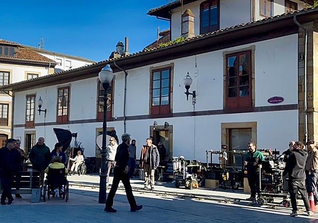 Rodaje en pleno centro de Villaviciosa de la película 'El profesor'.