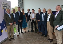 Presentación de la Red Europea de Ciudades de la Sidra (Cider Cities), este miércoles, en el Llagar Piñera, en Gijón.