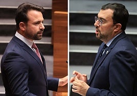 Álvaro Queipo y Adrián Barbón, en la Junta General.