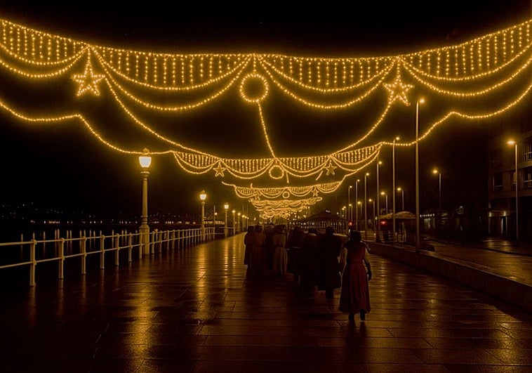 Las luces de Navidad en Gijón: desde arcos con guirnaldas en el Muro hasta globos gigantes en El Natahoyo