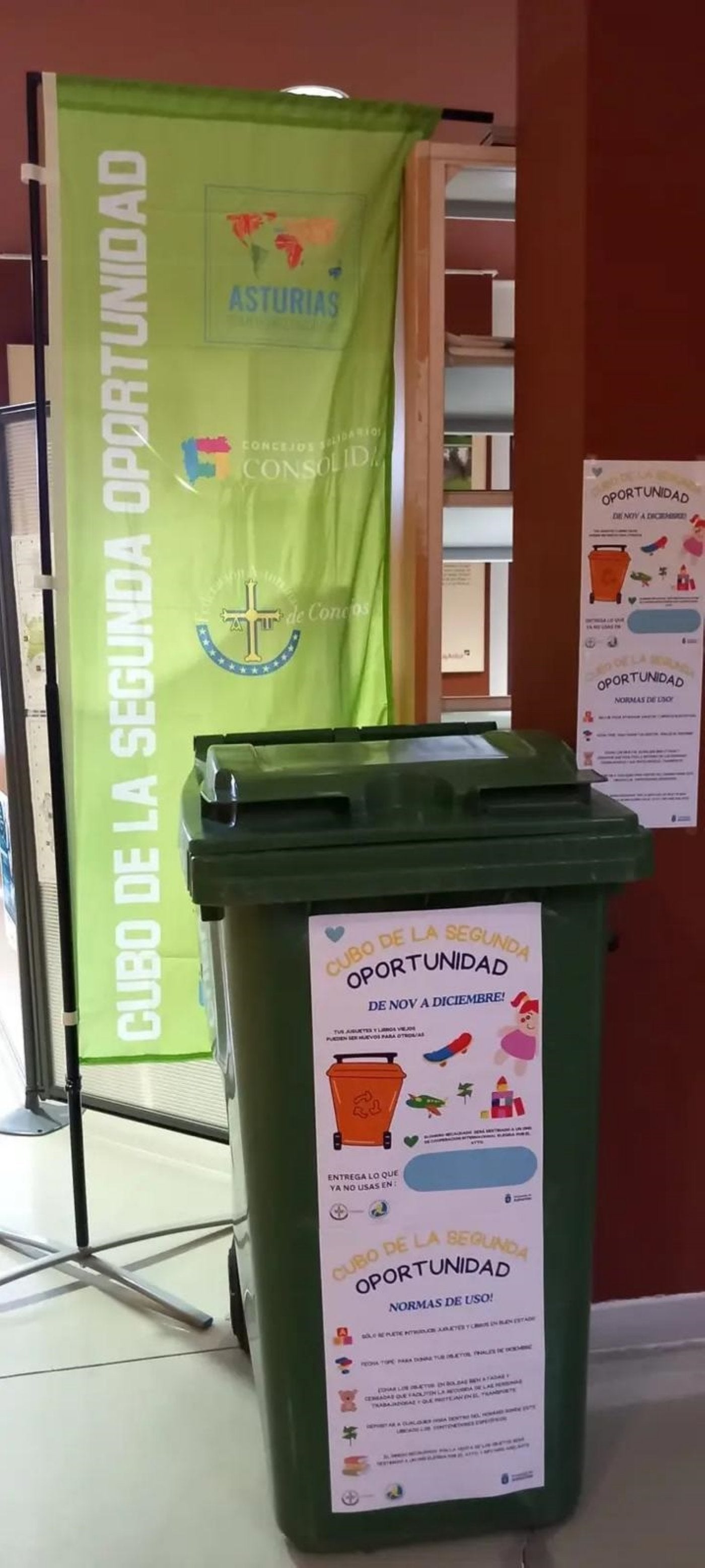 El cubo se encuentra en la Casa de Cultura del concejo.