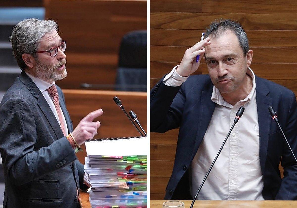 Javier Jové y Ovidio Zapico, este martes, en la Junta General.