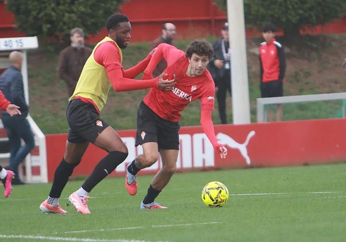 Gelabert, en el entrenamiento del Sporting de este miércoles.