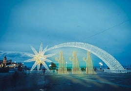 Recreación de la iluminación navideña en Gijón.