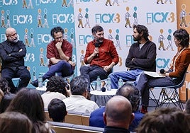El equipo de la película gallega ofreció una rueda de prensa en la Escuela de Comercio.