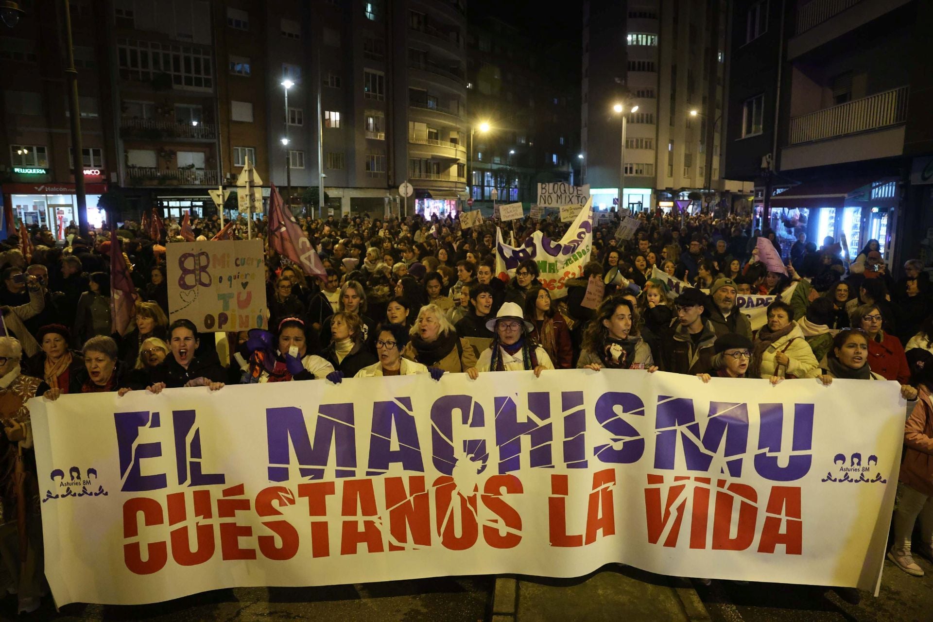 La manifestación contra la violencia machista en Avilés en imágenes