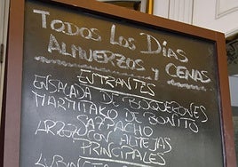 Cartel con un menú del día.