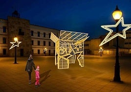 Representación de una de las estrellas gigantes que brillará en Gijón durante esta Navidad.