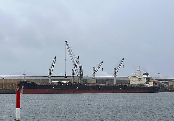 Imagen del barco 'Ursa Minor' en el que se ha encontrado la droga atracado en el puerto de Avilés.