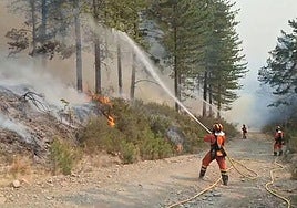 Soldados de la Unidad Militar de Emergencias tratan de contener las llamas en uno de los incendios que afectaron a Somiedo el pasado verano.
