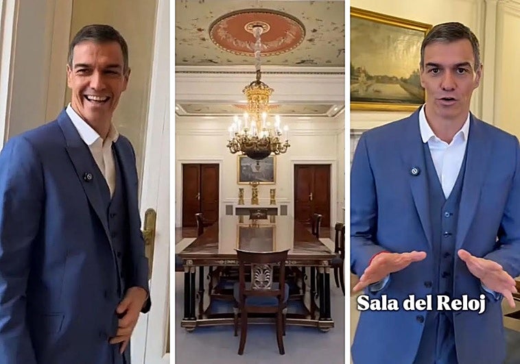 Pedro Sánchez se apunta a los 'house tours': así muestra la Sala del Reloj de La Moncloa