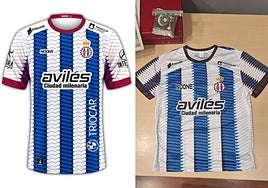 A la izquierda, camiseta original. A la derecha, la falsificación que se vende por internet y que se fabrica en una región de China.