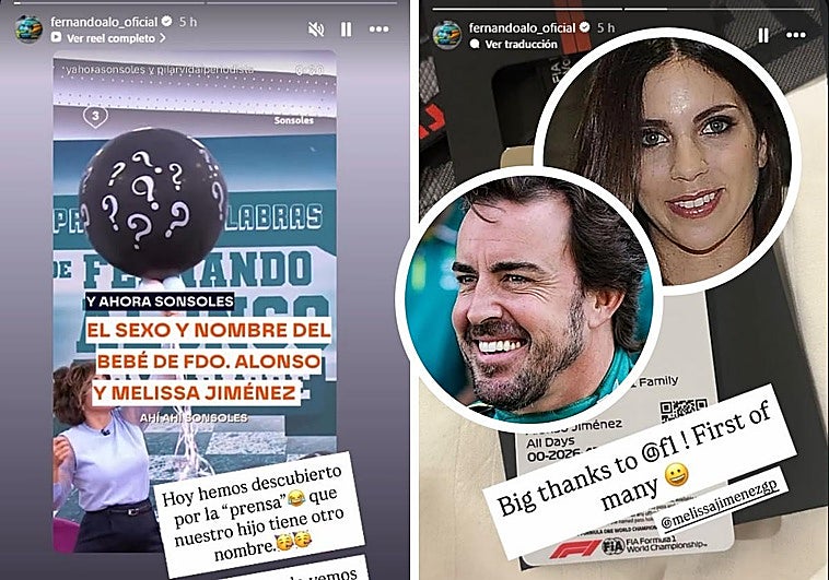 Fernando Alonso desvela el nombre de su hijo tras «descubrir por la prensa que tenía otro nombre»