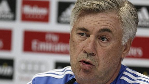 Ancelotti, en rueda de prensa. 