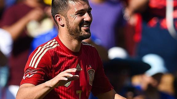 David Villa celebra un gol. 