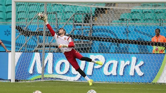 De Gea, durante un entrenamiento. 