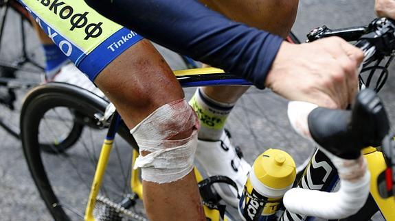 Rodilla de Contador después de su caída. 