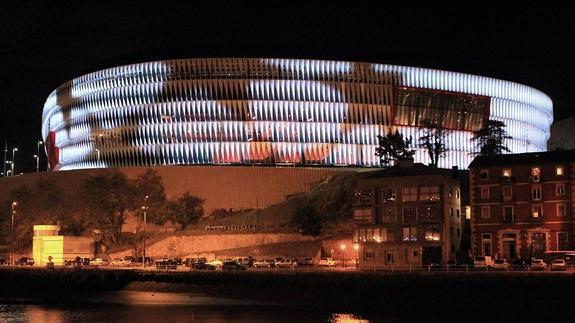 San Mamés, con el logo de la Champions en su fachada, también disfrutará de la Euro 2020. 