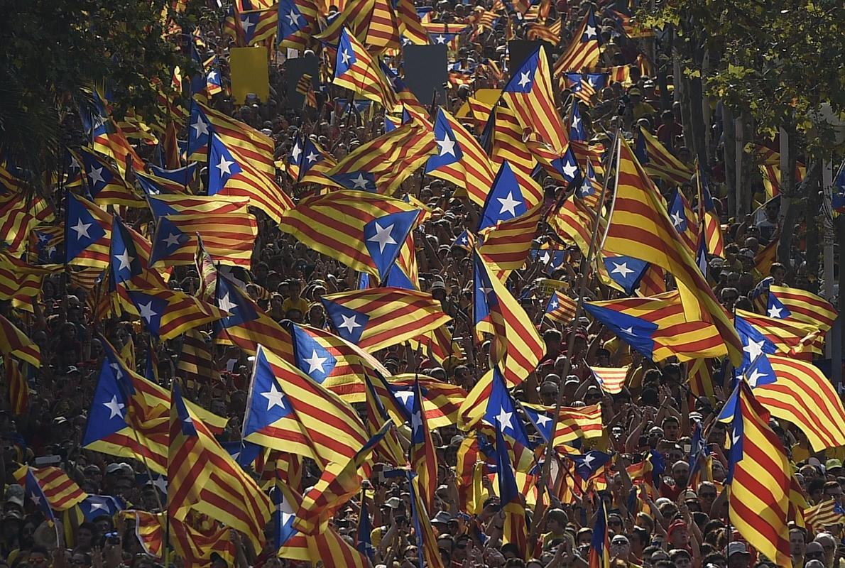 Multitudinaria manifestación a favor de la indepedencia de Cataluña durante la celebración de la Diada, en Barcelona. 