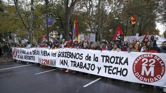 Pancarta de cabecera de las Marchas por la Dignidad. 